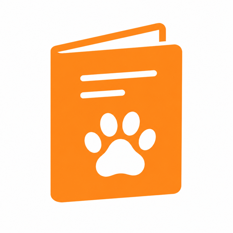 An open booklet with a paw print